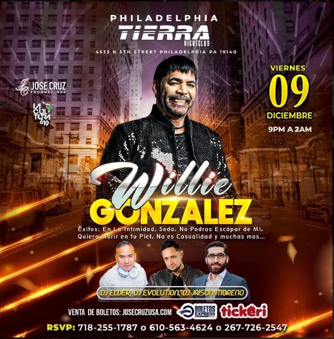 WILLIE GONZALEZ EN CONCIERTO PHILADELPHIA PENNSYLVANIA JCP